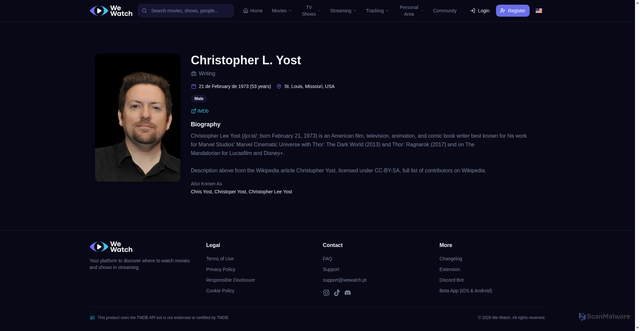 Security scan screenshot of https://wewatch.pt/person/109542-christopher-l-yost