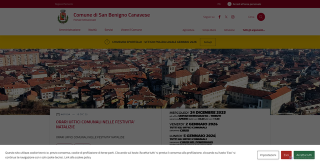 Security scan screenshot of https://comune.sanbenignocanavese.to.it/