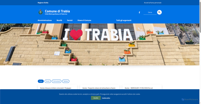 Security scan screenshot of https://www.comunetrabia.it