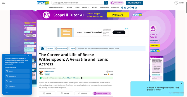 Security scan screenshot of https://www.skuola.net/civilta-inglese/reese-witherspoon-s-life-and-career.html