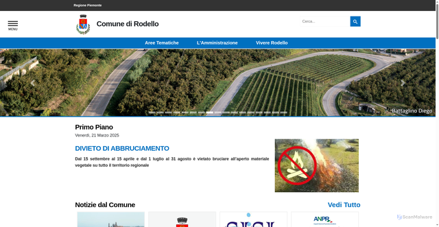 Security scan screenshot of https://www.comune.rodello.cn.it/