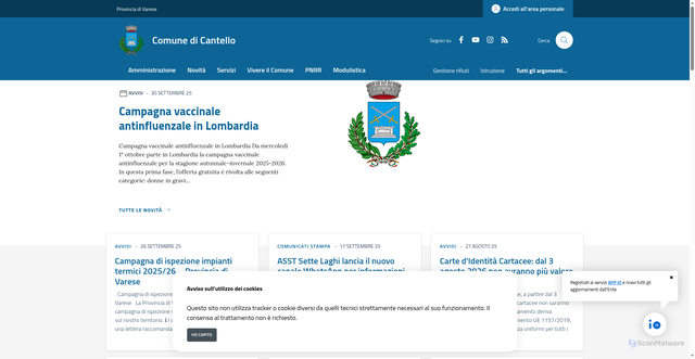 Security scan screenshot of https://www.comune.cantello.va.it/