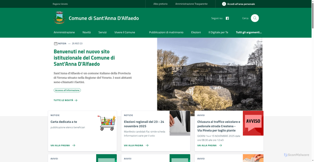 Security scan screenshot of https://www.comune.santannadalfaedo.verona.it/