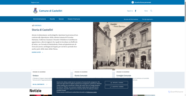 Security scan screenshot of https://www.comune.castelliri.fr.it/