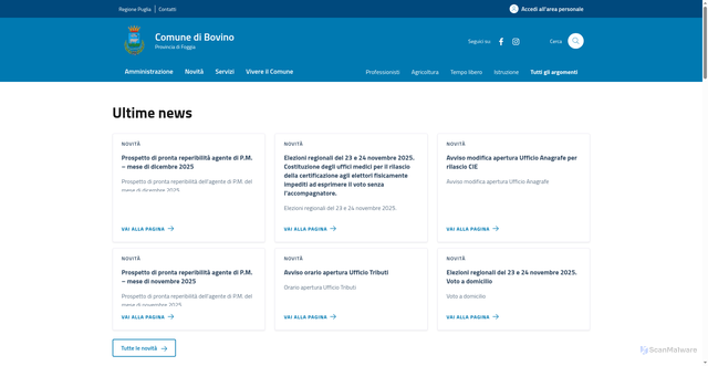 Security scan screenshot of https://comune.bovino.fg.it/