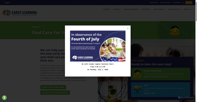 Security scan screenshot of https://www.elchc.org/families/find-care-for-your-child/