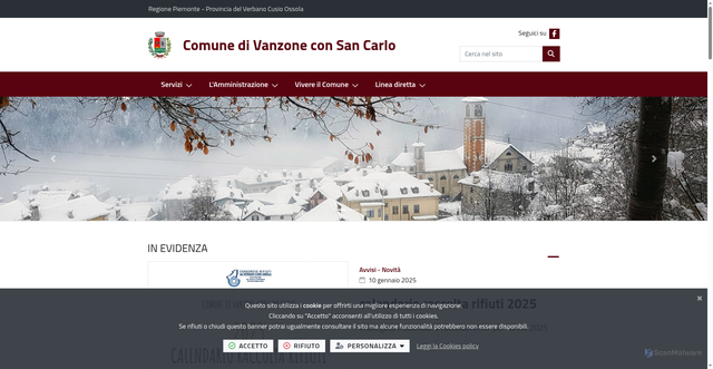 Security scan screenshot of https://www.comune.vanzoneconsancarlo.vb.it/it-it/home