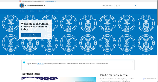 Security scan screenshot of https://www.dol.gov/