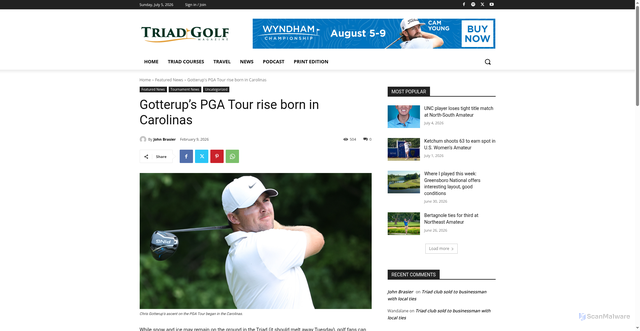 Security scan screenshot of https://triadgolf.com/gotterups-pga-tour-rise-born-in-carolinas/