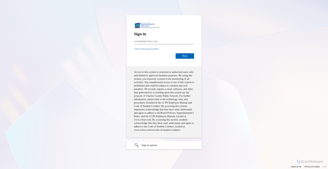 Security scan screenshot of https://ccboemd.sharepoint.com