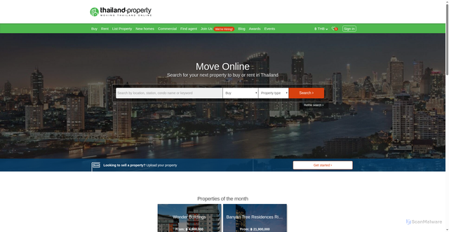 Security scan screenshot of https://www.thailand-property.com