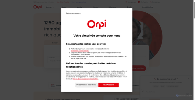 Security scan screenshot of https://www.orpi.com
