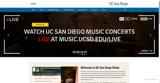 Security scan screenshot of https://music-web.ucsd.edu