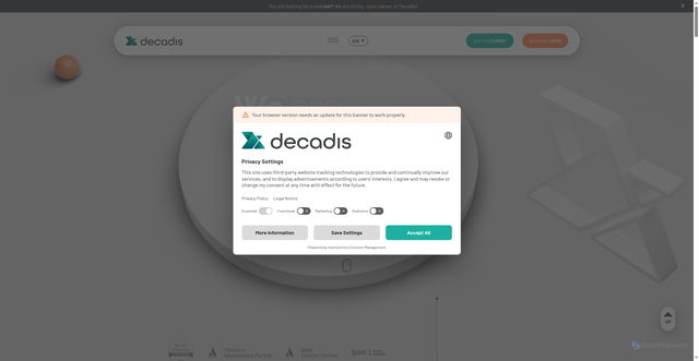 Security scan screenshot of https://decadis.net