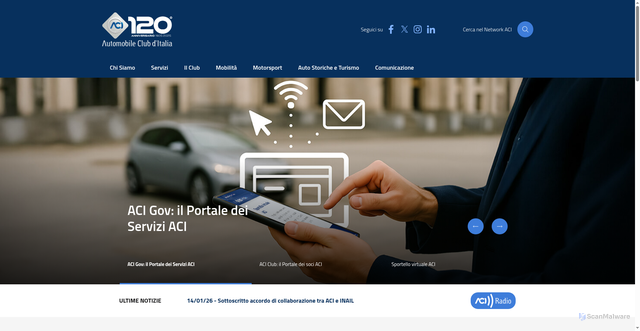 Security scan screenshot of https://www.aci.it/