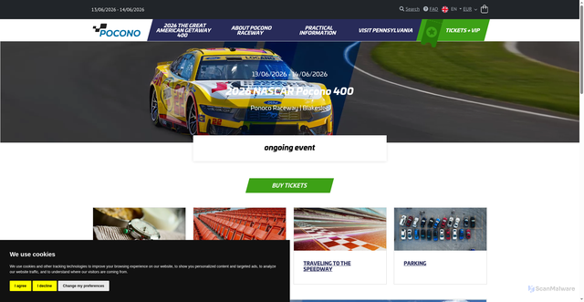 Security scan screenshot of https://www.pocono400.com/