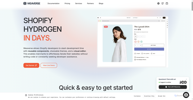 Security scan screenshot of https://studio.weaverse.io/