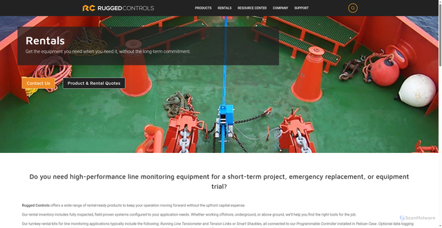 Security scan screenshot of https://rugged-controls.com/rentals/