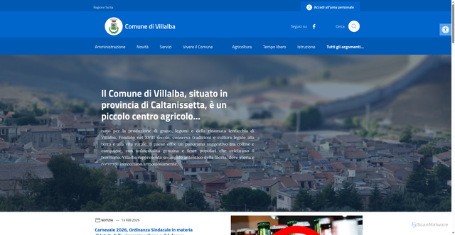 Security scan screenshot of https://comune.villalba.cl.it/