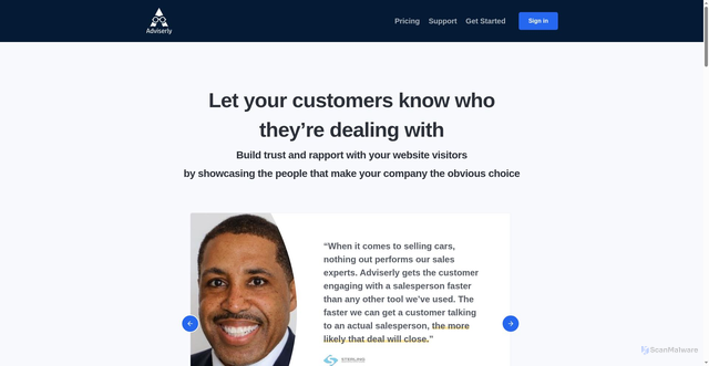 Security scan screenshot of https://adviserly.com