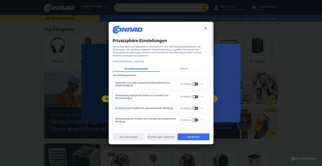 Security scan screenshot of https://conrad.at