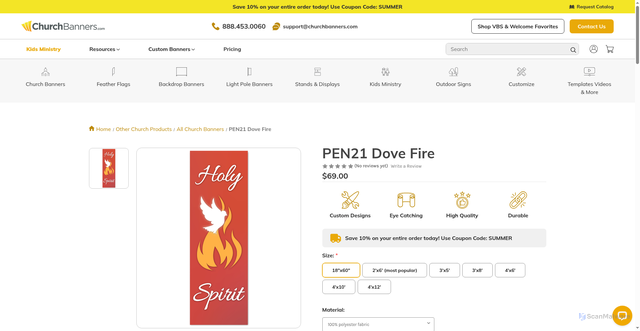 Security scan screenshot of https://www.churchbanners.com/seasonal-church-banners/pentecost-banners/pen21-dove-fire/