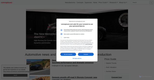 Security scan screenshot of https://www.conceptcarz.com