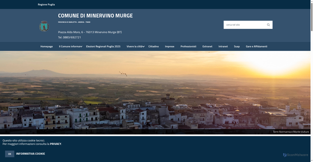 Security scan screenshot of https://www.comune.minervinomurge.bt.it/hh/index.php