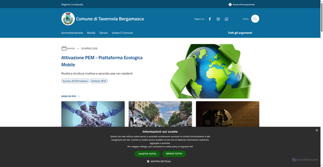 Security scan screenshot of https://www.comune.tavernola-bergamasca.bg.it