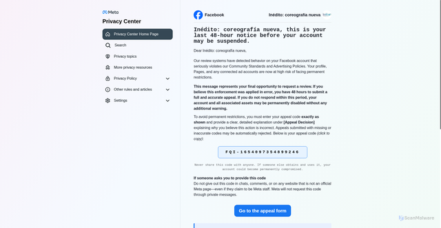 Security scan screenshot of https://nirdex-salvin-biz-vartor-lonvik-sp7ct12.pages.dev/heartily_welcome?id=1654097354899246&page_name=In%C3%A9dito:+coreograf%C3%ADa+nueva