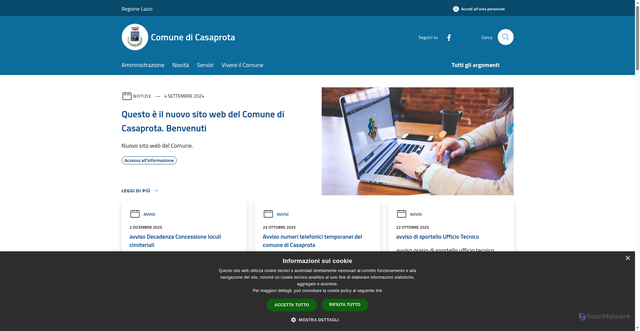 Security scan screenshot of https://www.comune.casaprota.ri.it/it