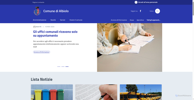 Security scan screenshot of https://comune.albiolo.co.it/