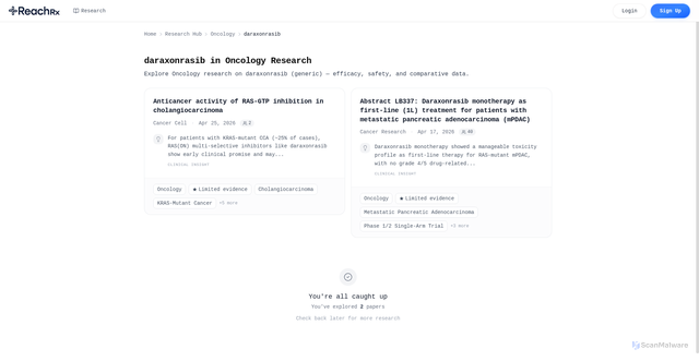 Security scan screenshot of optics.reachrx.ai