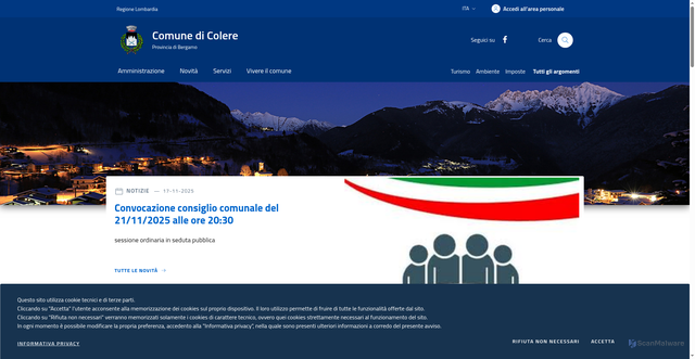 Security scan screenshot of https://www.comune.colere.bg.it/