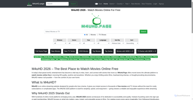Security scan screenshot of https://m4uhd.page