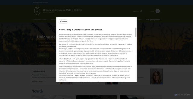 Security scan screenshot of https://www.unionevalliedelizie.fe.it/