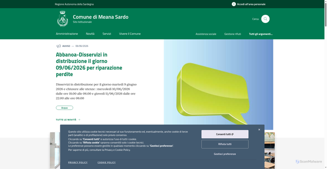 Security scan screenshot of https://www.comunemeanasardo.it