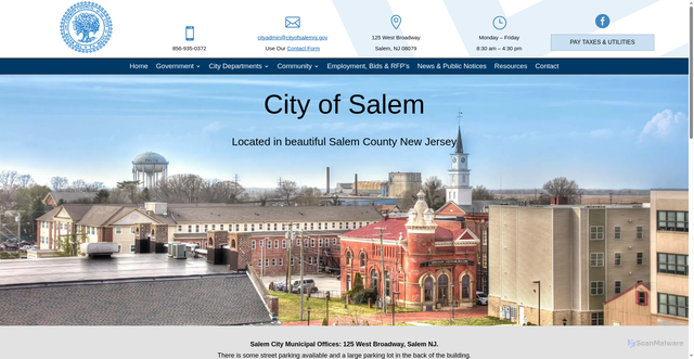 Security scan screenshot of https://cityofsalemnj.gov/