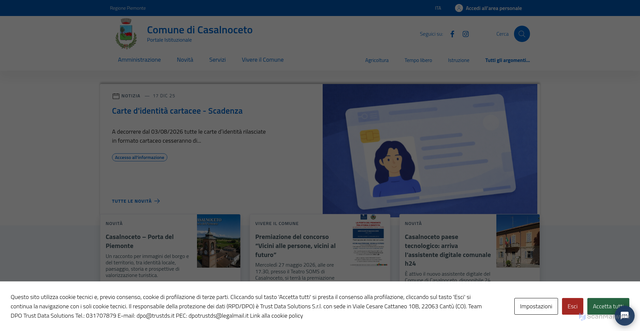 Security scan screenshot of https://www.comune.casalnoceto.al.it