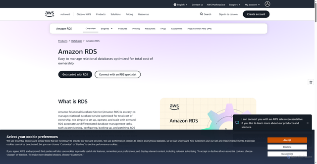 Security scan screenshot of https://rds.ca-west-1.amazonaws.com