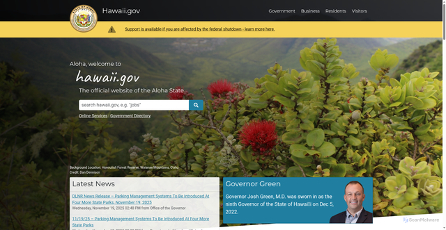 Security scan screenshot of https://portal.ehawaii.gov/