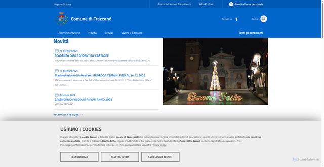 Security scan screenshot of https://www.comunefrazzano.it/