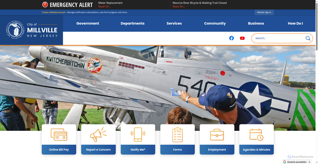 Security scan screenshot of https://millvillenj.gov/