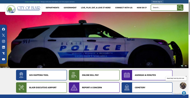 Security scan screenshot of https://blairne.gov/
