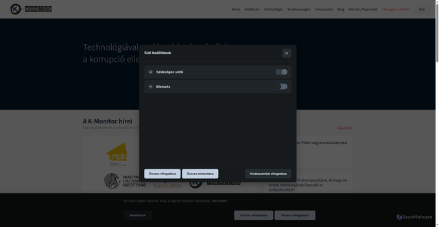 Security scan screenshot of https://k-monitor.hu