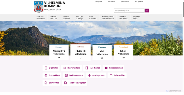 Security scan screenshot of https://www.vilhelmina.se/