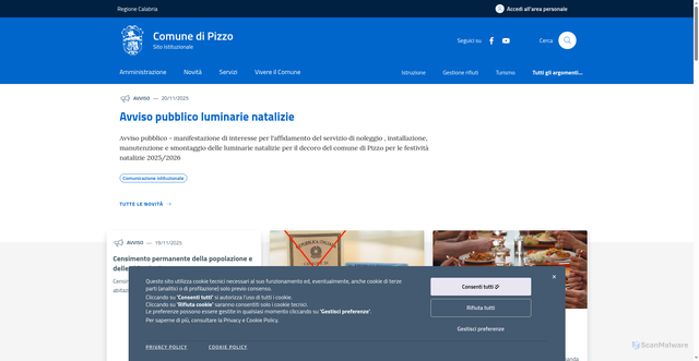 Security scan screenshot of https://www.comune.pizzo.vv.it/