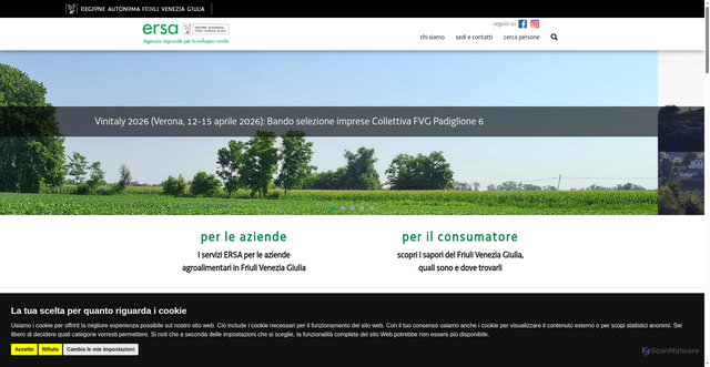 Security scan screenshot of https://www.ersa.fvg.it/cms/hp/;jsessionid=F24BE7028E310A00670FB2087386119A