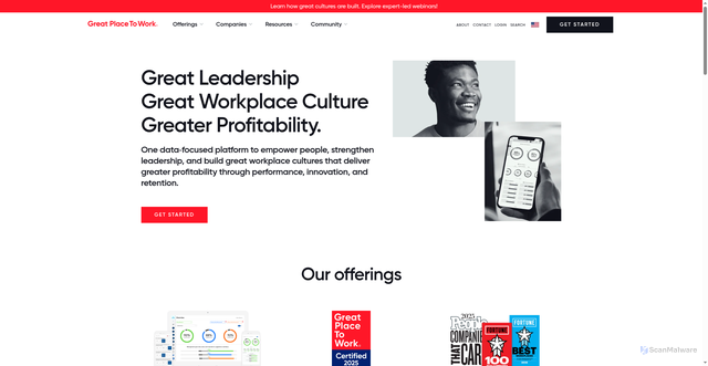 Security scan screenshot of https://www.greatplacetowork.com