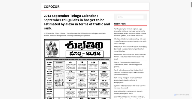 Security scan screenshot of https://rozopos.pages.dev/posts/2013-september-telugu-calendar